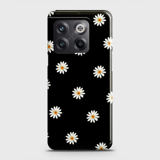 OnePlus 10T Cover - White Bloom Flowers with Black Background Printed Hard Case with Life Time Colors Guarantee