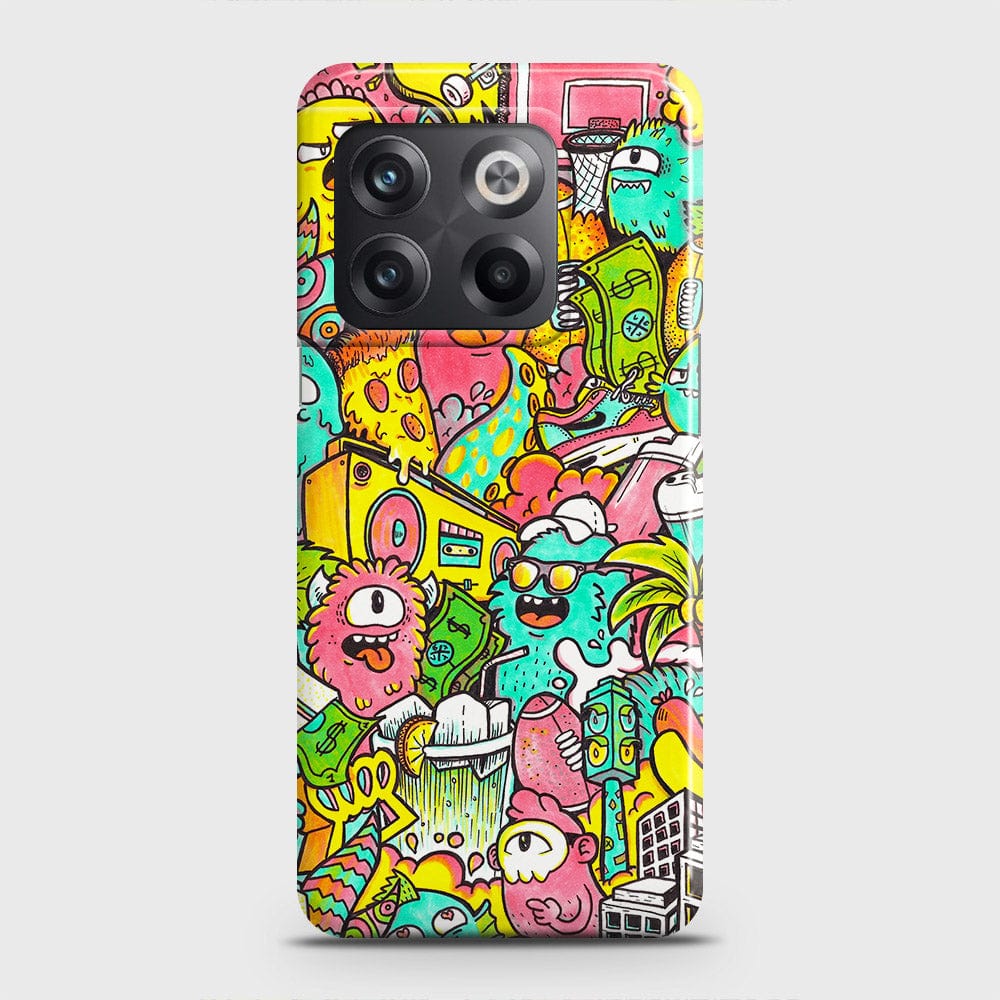 OnePlus 10T Cover - Candy Colors Trendy Sticker Collage Printed Hard Case with Life Time Colors Guarantee