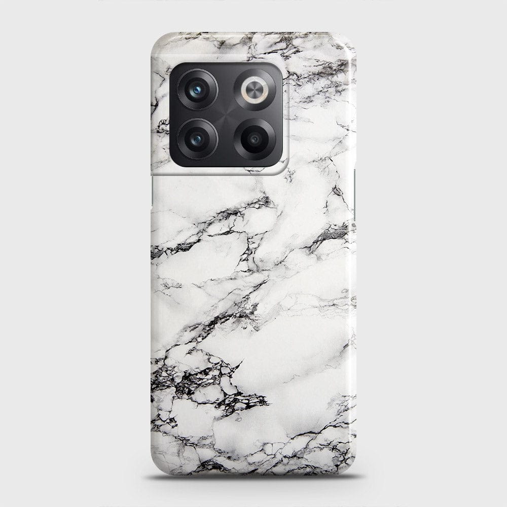 OnePlus 10T Cover - Trendy White Floor Marble Printed Hard Case with Life Time Colors Guarantee