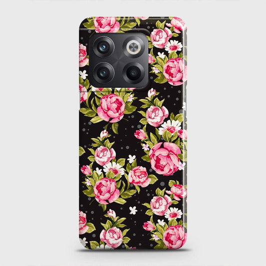 OnePlus 10T Cover - Trendy Pink Rose Vintage Flowers Printed Hard Case with Life Time Colors Guarantee