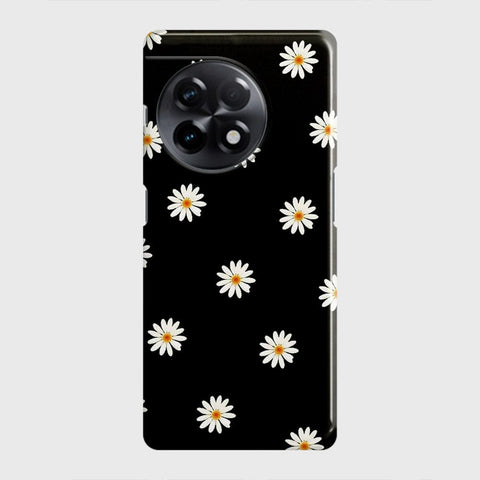 OnePlus 11R Cover - White Bloom Flowers with Black Background Printed Hard Case with Life Time Colors Guarantee