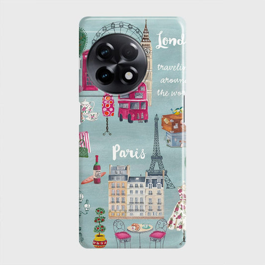 OnePlus 11R Cover - London, Paris, New York ModernPrinted Hard Case with Life Time Colors Guarantee