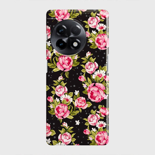 OnePlus 11R Cover - Trendy Pink Rose Vintage Flowers Printed Hard Case with Life Time Colors Guarantee