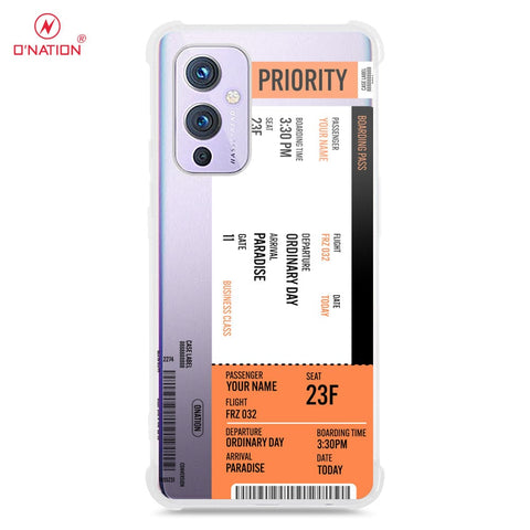 OnePlus 9 Cover - Personalised Boarding Pass Ticket Series - 5 Designs - Clear Phone Case - Soft Silicon Borders