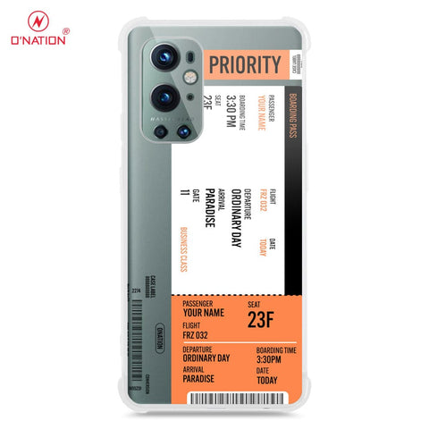 OnePlus 9 Pro Cover - Personalised Boarding Pass Ticket Series - 5 Designs - Clear Phone Case - Soft Silicon Borders