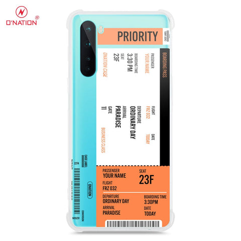 OnePlus Nord Cover - Personalised Boarding Pass Ticket Series - 5 Designs - Clear Phone Case - Soft Silicon Borders