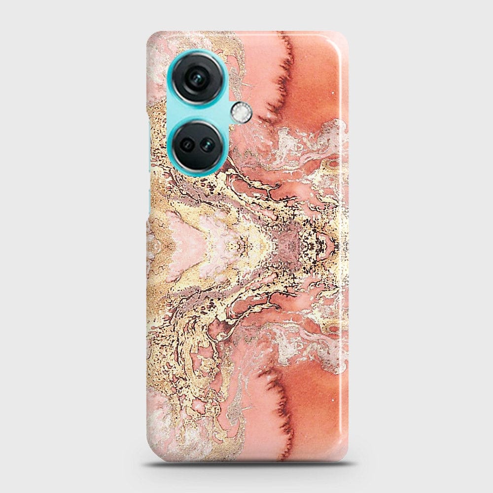 OnePlus Nord CE3 Cover - Trendy Chic Rose Gold Marble Printed Hard Case with Life Time Colors Guarantee