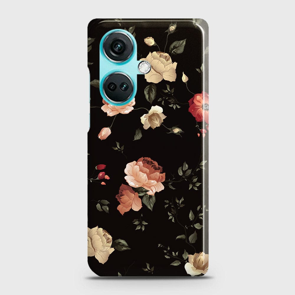 OnePlus Nord CE3 Cover - Dark Rose Vintage Flowers Printed Hard Case with Life Time Colors Guarantee