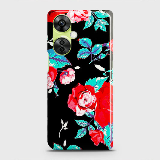 OnePlus Nord CE 3 Lite Cover - Luxury Vintage Red Flowers Printed Hard Case with Life Time Colors Guarantee