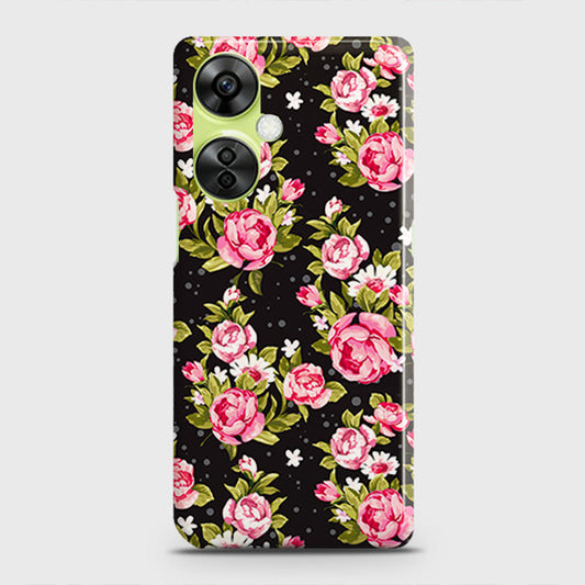 OnePlus Nord CE 3 Lite Cover - Trendy Pink Rose Vintage Flowers Printed Hard Case with Life Time Colors Guarantee
