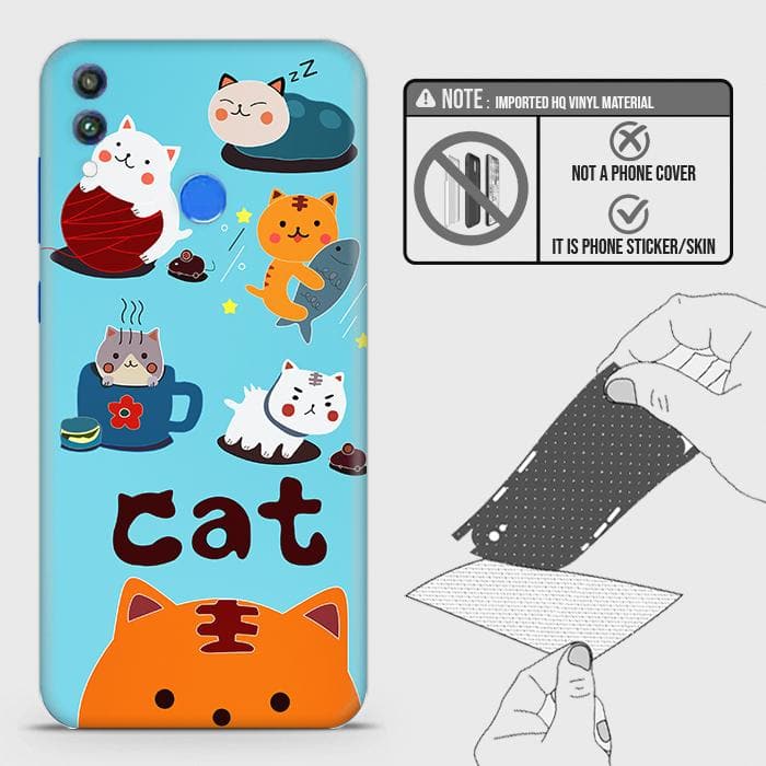 Huawei Honor 8C Back Skin - Design 3 - Cute Lazy Cate Skin Wrap Back Sticker