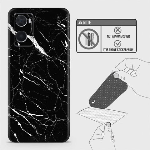 Oppo A76 Back Skin - Design 6 - Trendy Black Marble Skin Wrap Back Sticker Without Sides