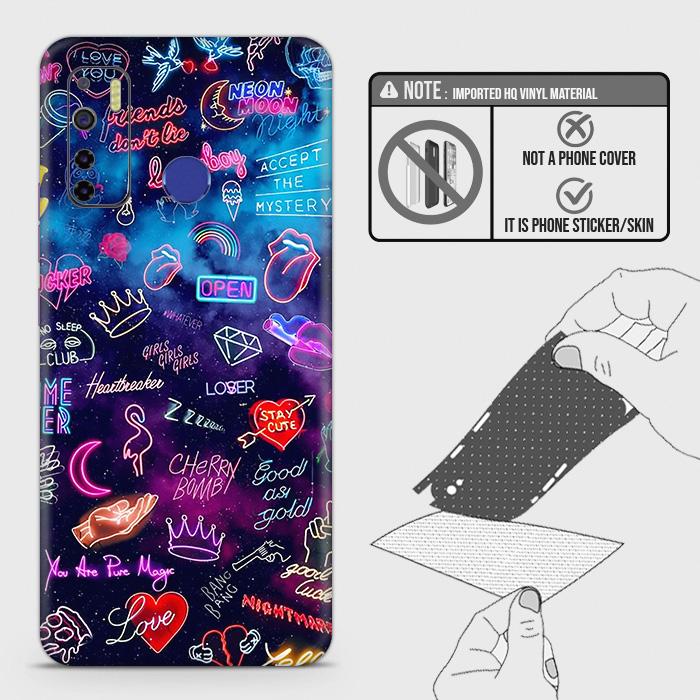 Tecno Camon 15 Only Back Skin - Design 1 - Neon Galaxy Skin Wrap Back Sticker