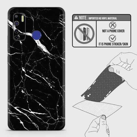 Infinix Hot 9 Pro Only Back Skin - Design 6 - Trendy Black Marble Skin Wrap Back Sticker