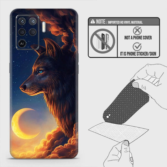 Oppo F19 Pro Back Skin - Design 5 - Mighty Wolf Skin Wrap Back Sticker Without Sides