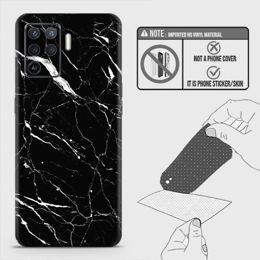 Oppo F19 Pro Back Skin - Design 6 - Trendy Black Marble Skin Wrap Back Sticker Without Sides