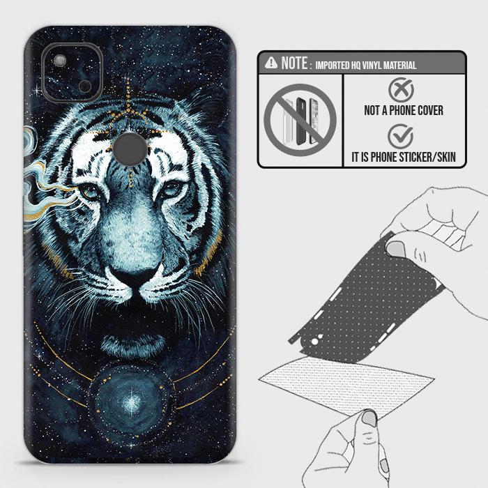 Google Pixel 4a 4G Back Skin - Design 4 - Vintage Galaxy Tiger Skin Wrap Back Sticker