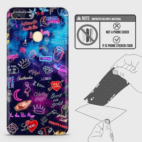 Huawei Y6 Prime 2018 / Honor 7A Back Skin - Design 1 - Neon Galaxy Skin Wrap Back Sticker