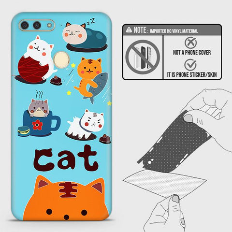 Huawei Y6 Prime 2018 / Honor 7A Back Skin - Design 3 - Cute Lazy Cate Skin Wrap Back Sticker