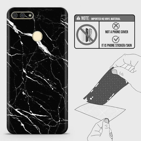 Huawei Y6 Prime 2018 / Honor 7A Back Skin - Design 6 - Trendy Black Marble Skin Wrap Back Sticker