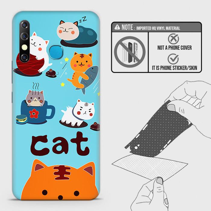 Infinix Hot 8 Back Skin - Design 3 - Cute Lazy Cate Skin Wrap Back Sticker