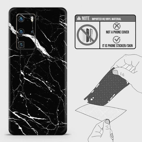 Huawei P40 Pro Back Skin - Design 6 - Trendy Black Marble Skin Wrap Back Sticker