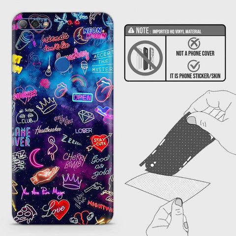 Huawei Y7 Prime 2018 / Y7 2018 Back Skin - Design 1 - Neon Galaxy Skin Wrap Back Sticker