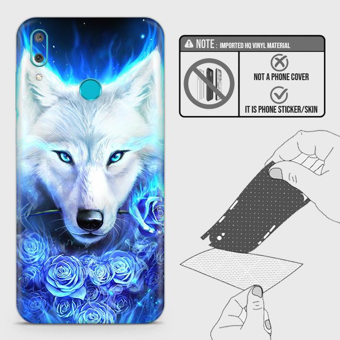 Huawei Y7 Prime 2019 Back Skin - Design 2 - Vintage Galaxy Wolf Skin Wrap Back Sticker