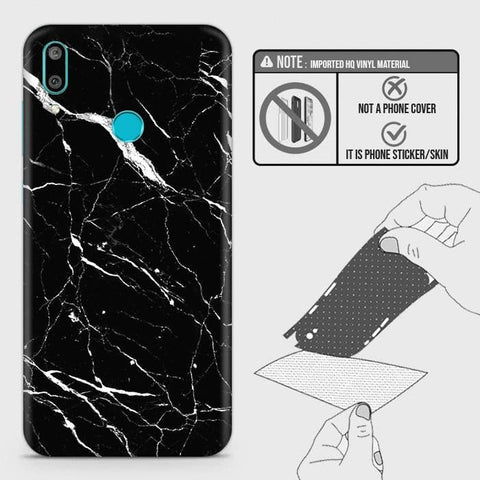 Huawei Y7 Prime 2019 Back Skin - Design 6 - Trendy Black Marble Skin Wrap Back Sticker