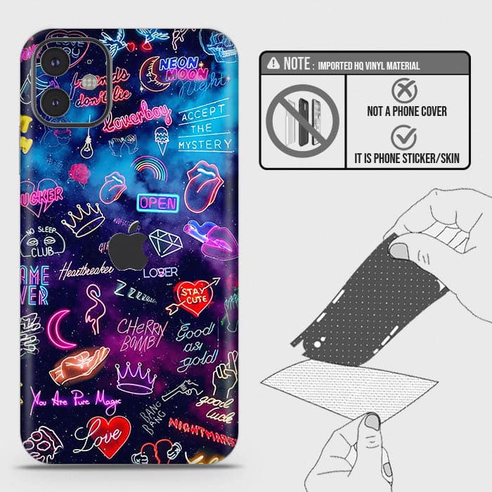 iPhone 11 Back Skin - Design 1 - Neon Galaxy Skin Wrap Back Sticker