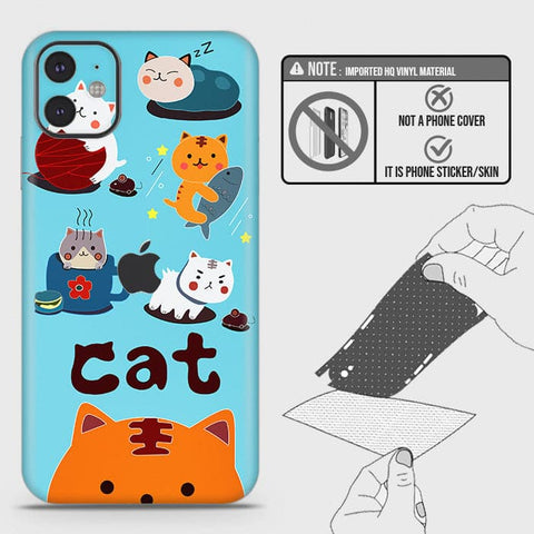 iPhone 11 Back Skin - Design 3 - Cute Lazy Cate Skin Wrap Back Sticker