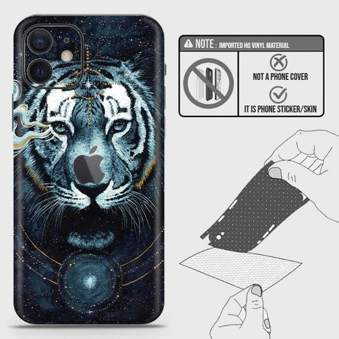 iPhone 12 Back Skin - Design 4 - Vintage Galaxy Tiger Skin Wrap Back Sticker