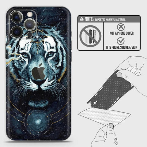 iPhone 12 Pro Back Skin - Design 4 - Vintage Galaxy Tiger Skin Wrap Back Sticker