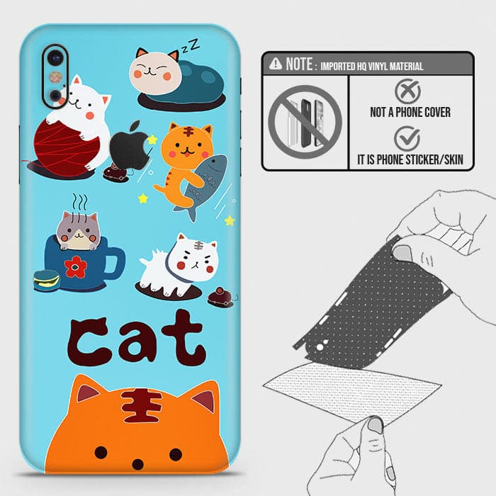 iPhone XS / X Back Skin - Design 3 - Cute Lazy Cate Skin Wrap Back Sticker