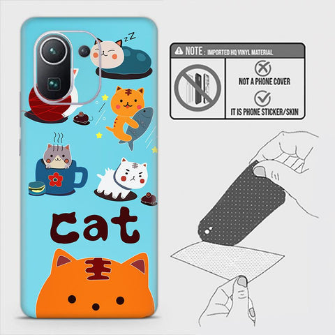 Xiaomi Mi 11 Pro Back Skin - Design 3 - Cute Lazy Cate Skin Wrap Back Sticker Without Sides