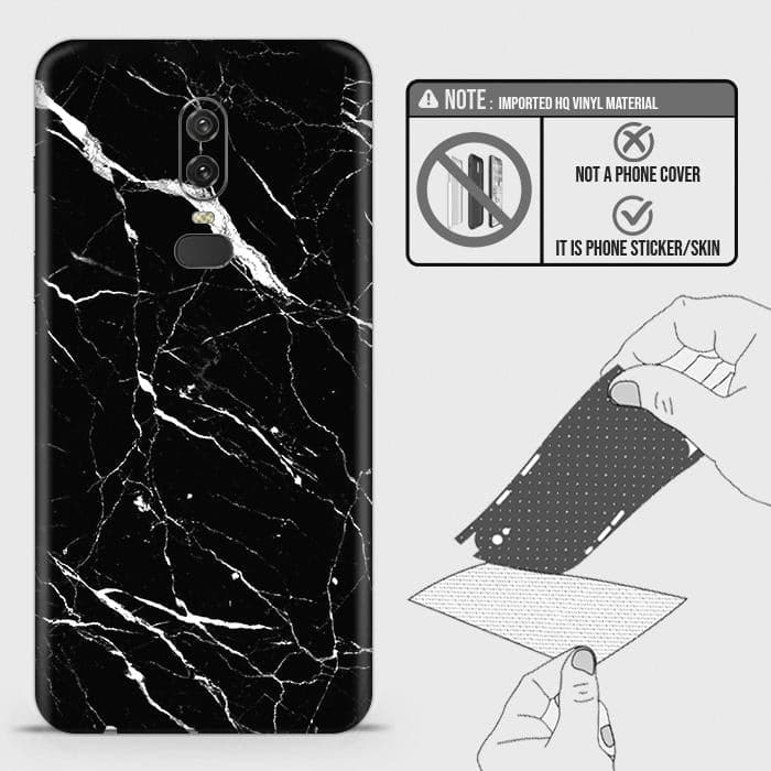 OnePlus 6 Back Skin - Design 6 - Trendy Black Marble Skin Wrap Back Sticker