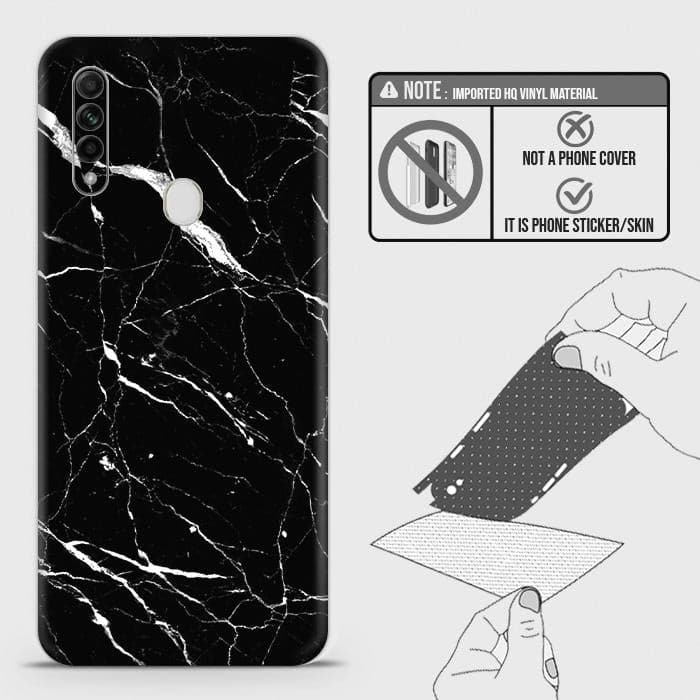 Oppo A8 Back Skin - Design 6 - Trendy Black Marble Skin Wrap Back Sticker