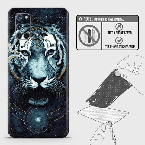 Oppo A92 Back Skin - Design 4 - Vintage Galaxy Tiger Skin Wrap Back Sticker