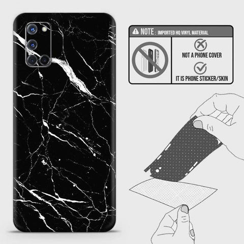 Oppo A52 Back Skin - Design 6 - Trendy Black Marble Skin Wrap Back Sticker