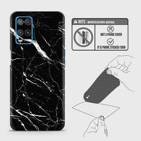 Oppo A54 4G Back Skin - Design 6 - Trendy Black Marble Skin Wrap Back Sticker Without Sides