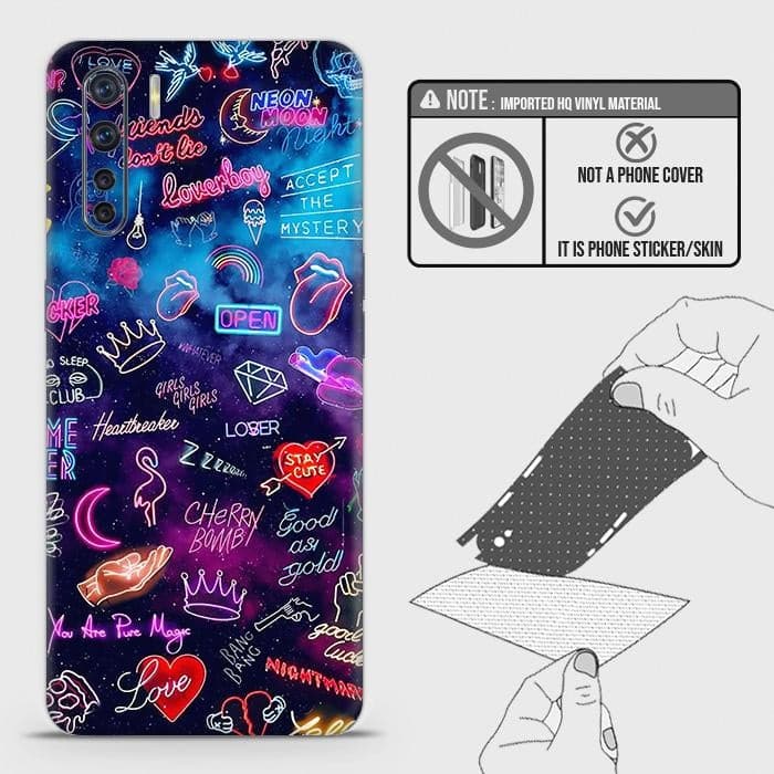 Oppo F15 Back Skin - Design 1 - Neon Galaxy Skin Wrap Back Sticker