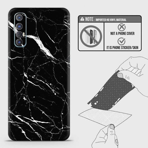 Oppo Reno 3 Pro Back Skin - Design 6 - Trendy Black Marble Skin Wrap Back Sticker