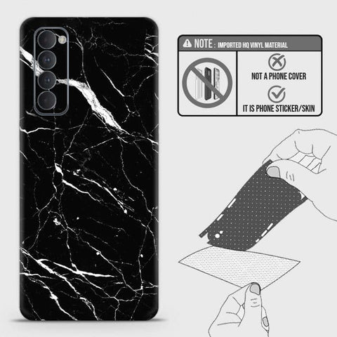 Oppo Reno 4 Pro Back Skin - Design 6 - Trendy Black Marble Skin Wrap Back Sticker