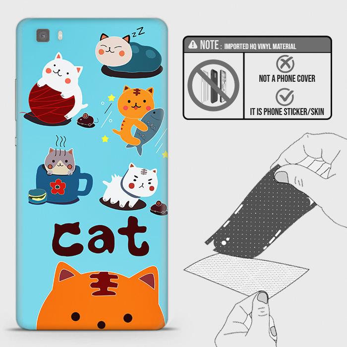 Huawei P8 Lite 2015 Back Skin - Design 3 - Cute Lazy Cate Skin Wrap Back Sticker