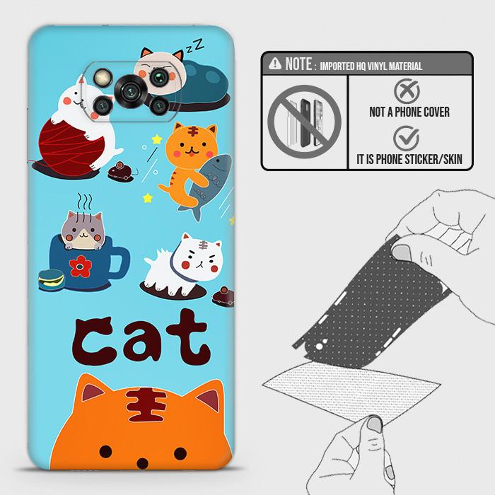 Xiaomi Poco X3 Back Skin - Design 3 - Cute Lazy Cate Skin Wrap Back Sticker