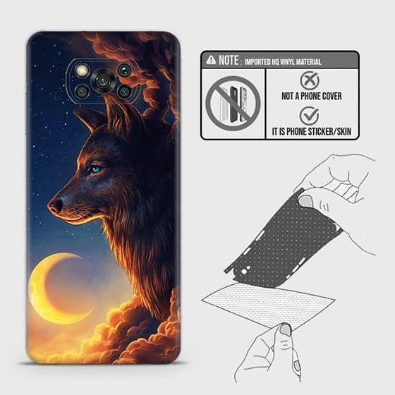 Xiaomi Poco X3 Pro Back Skin - Design 5 - Mighty Wolf Skin Wrap Back Sticker Without Sides