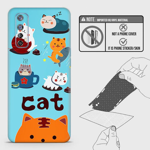 Realme 7 Back Skin - Design 3 - Cute Lazy Cate Skin Wrap Back Sticker