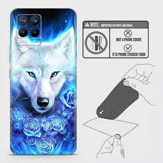 Realme 8 Back Skin - Design 2 - Vintage Galaxy Wolf Skin Wrap Back Sticker Without Sides