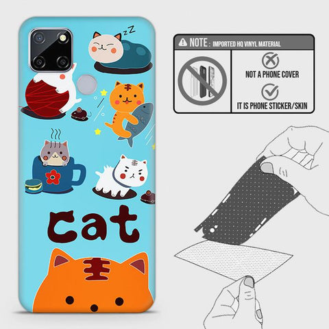 Realme C12 Back Skin - Design 3 - Cute Lazy Cate Skin Wrap Back Sticker