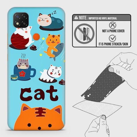 Xiaomi Redmi 9C Back Skin - Design 3 - Cute Lazy Cate Skin Wrap Back Sticker